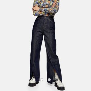 Topshop Petite split hem straight leg jeans